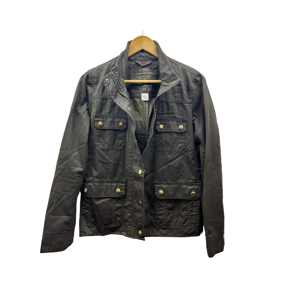 J.Crew Utility Field Jacket Women Medium Olive Cotton Full-Zip Military Gorpcore